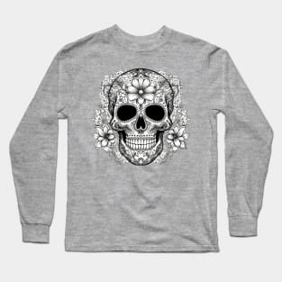 Skull with Flowers Long Sleeve T-Shirt